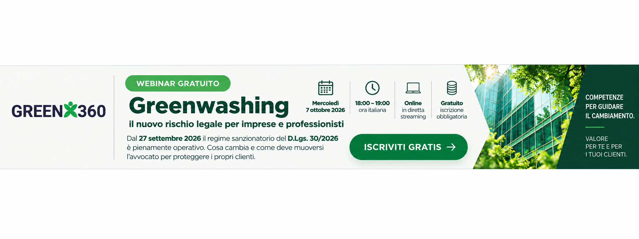 Webinar gratuito GreenX360 sul greenwashing
